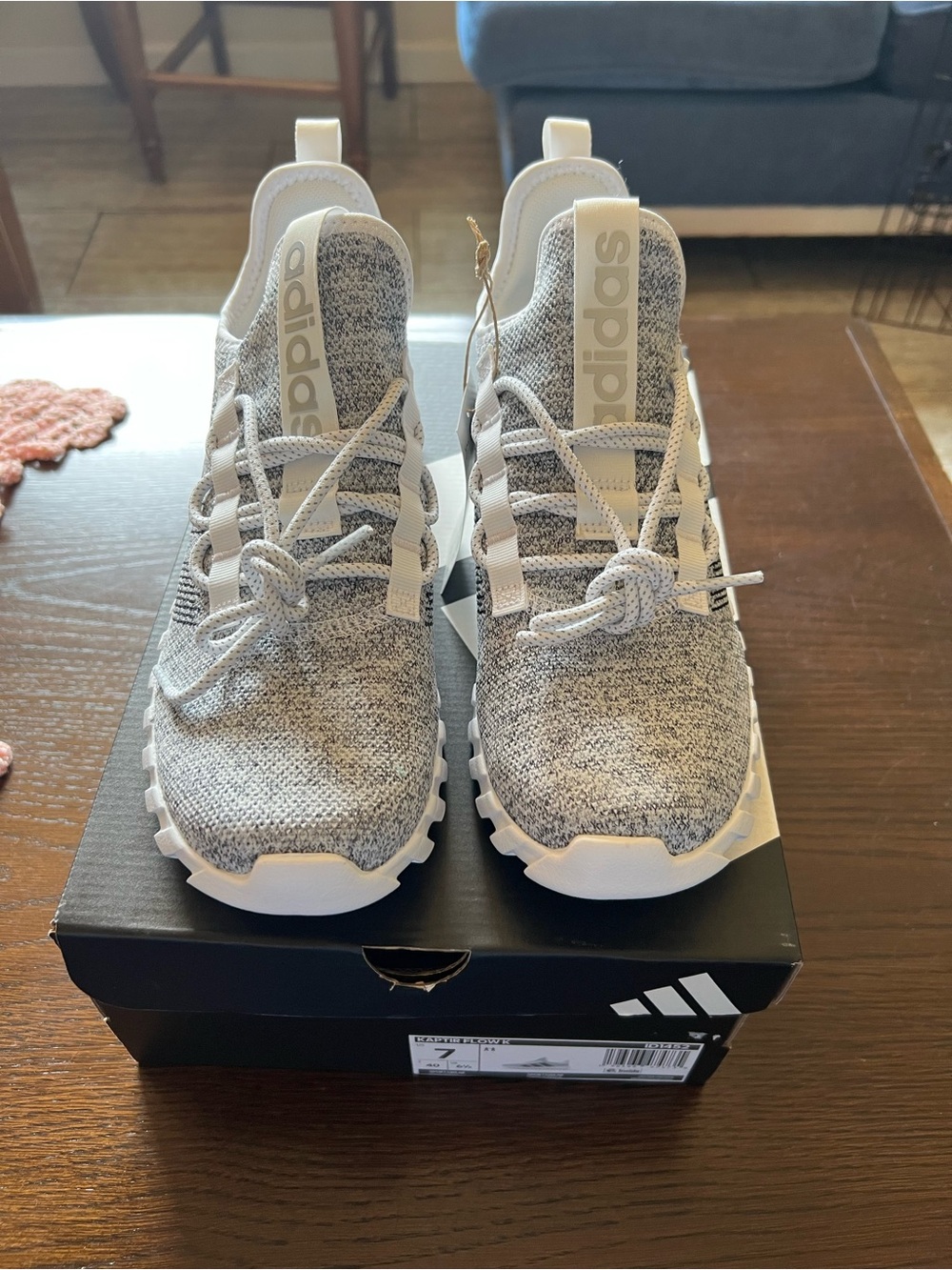 adidas Kaptir Flow K Light Grey and White Athletic Sneakers Size 7 Y, 9W. Unisex